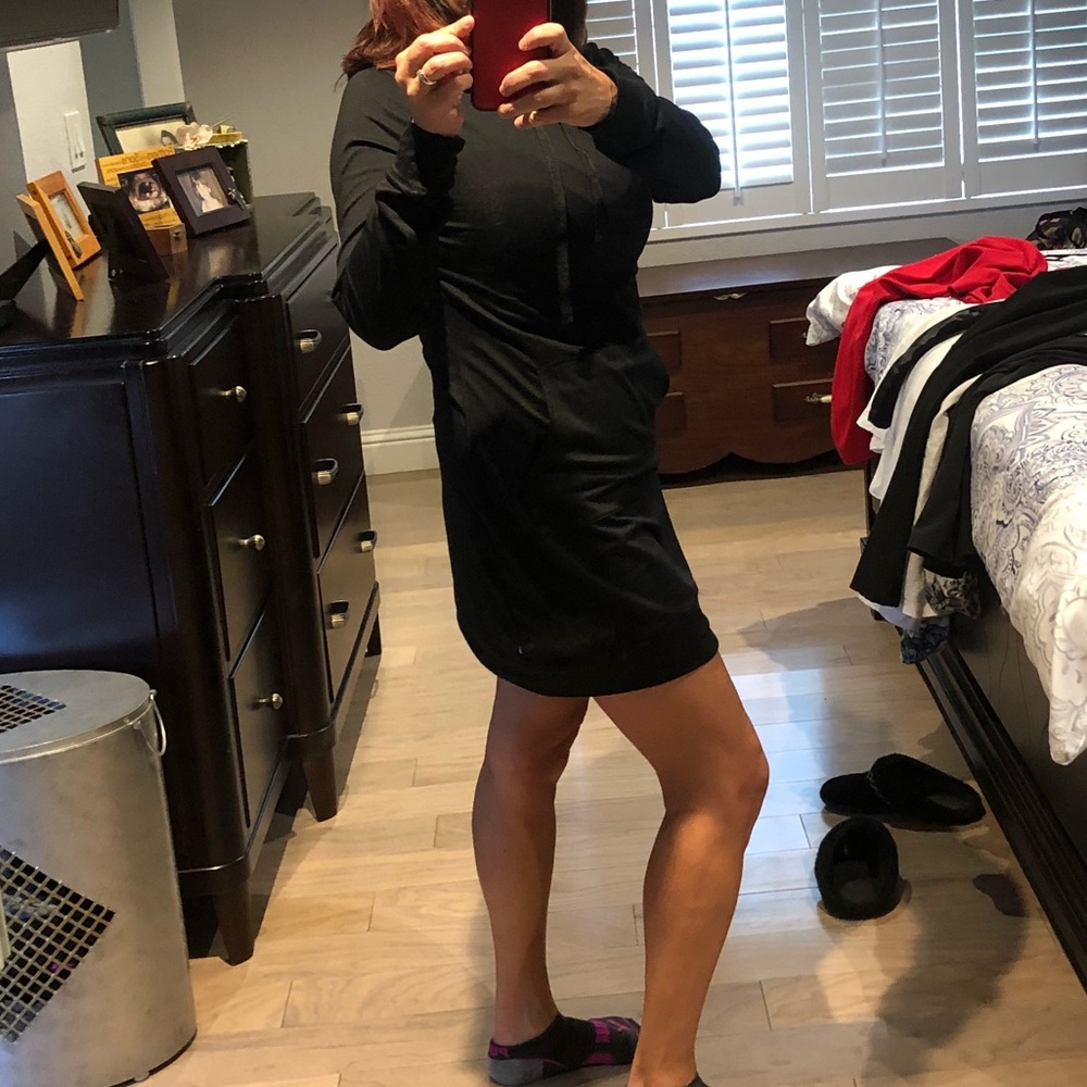 Black hooded sweatshirt dress